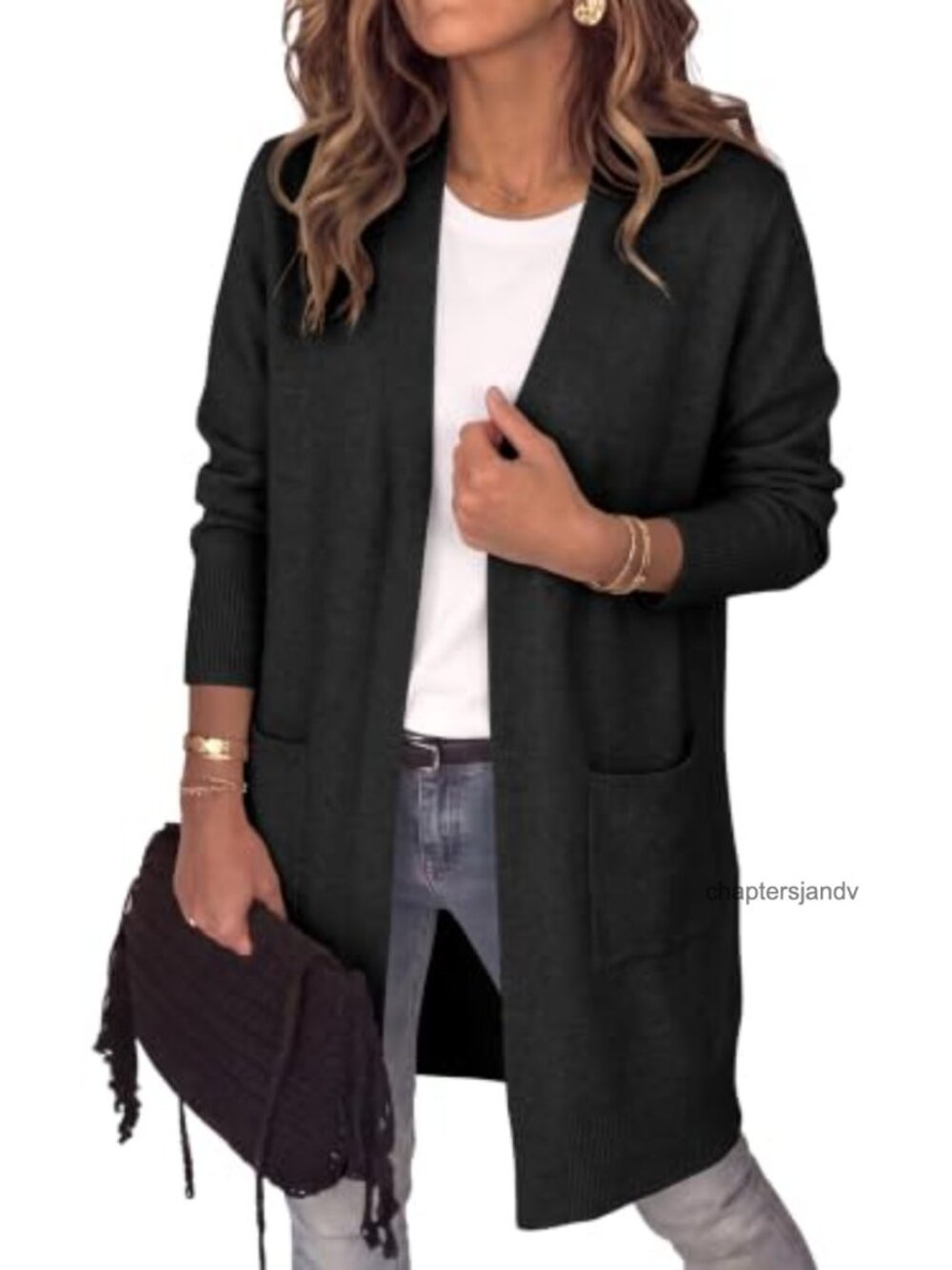 Women's Lightweight Open Front Long Cardigan Sweater with Pockets
